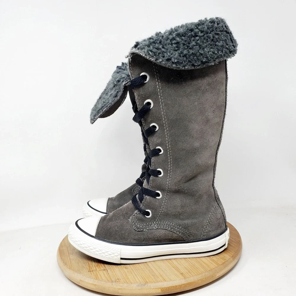 Converse Tall Sneaker Kids 11‎ Grey Suede Lined Chuck Taylor All Star Shoes